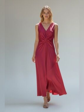 NWT Pinko barbie hot pink silky satin evening slip dress 4